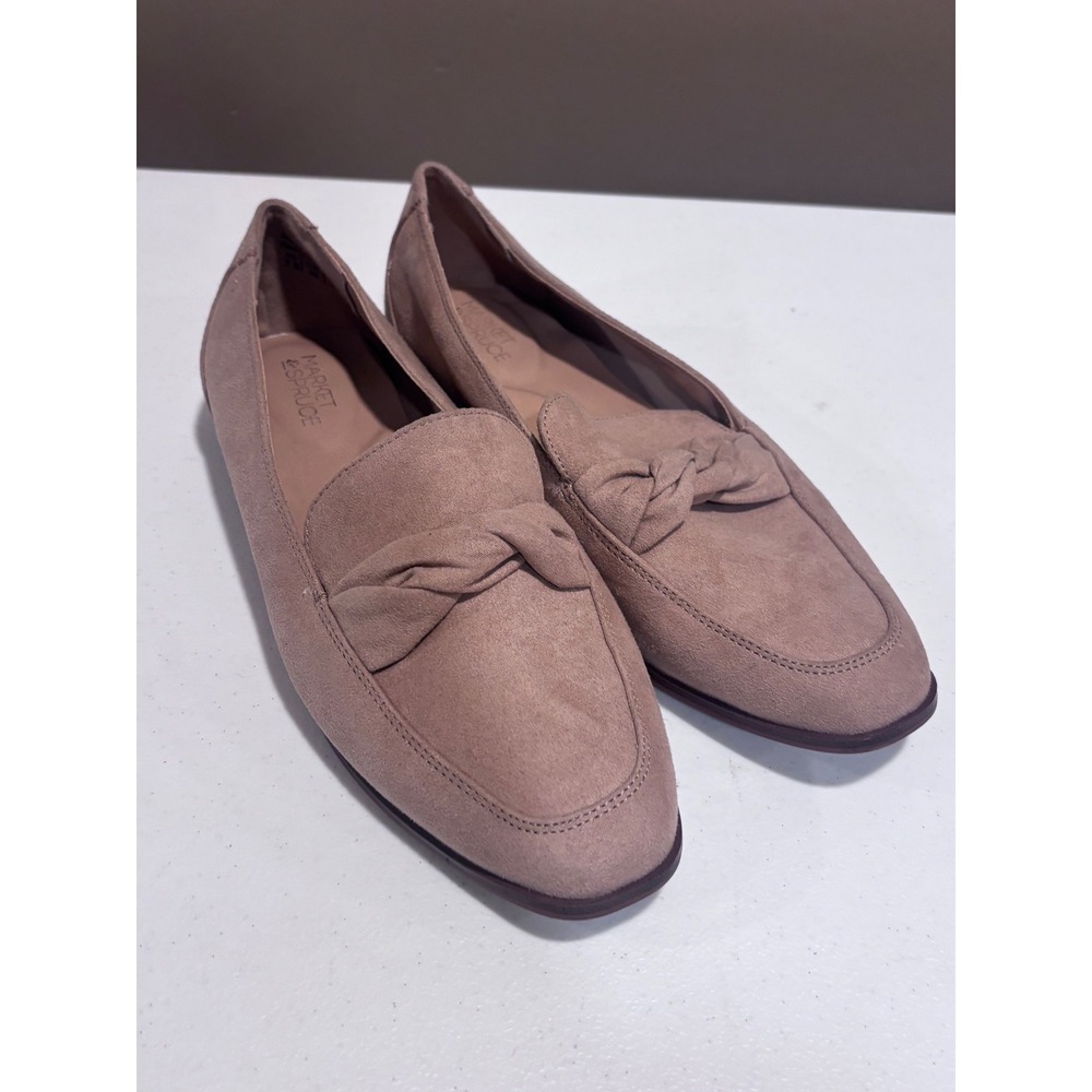 Market & Spruce Mauve Taupe Faux Suede Knot Detail Loafers Flats Womens 7.5